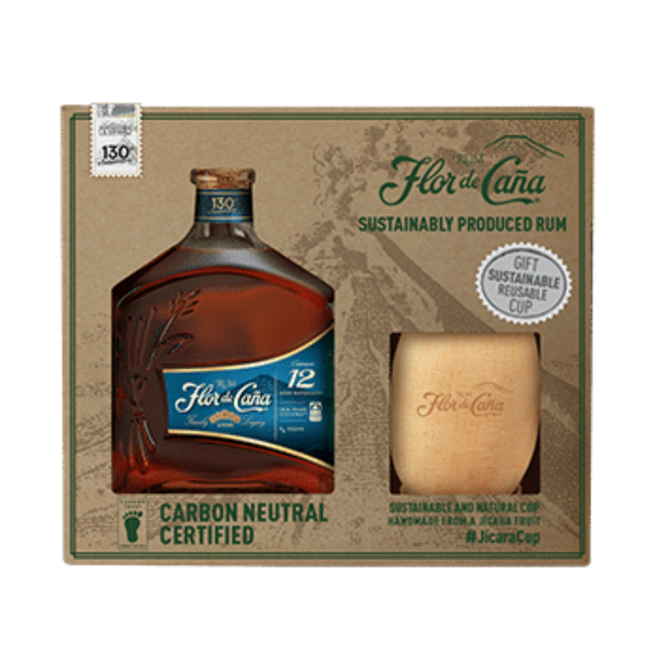 Flor de Cana 12yo 700mL w Sustainable Cup Liquor Mart